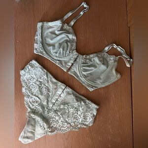Lonely Lingerie sea foam lace bra and panty lingerie set